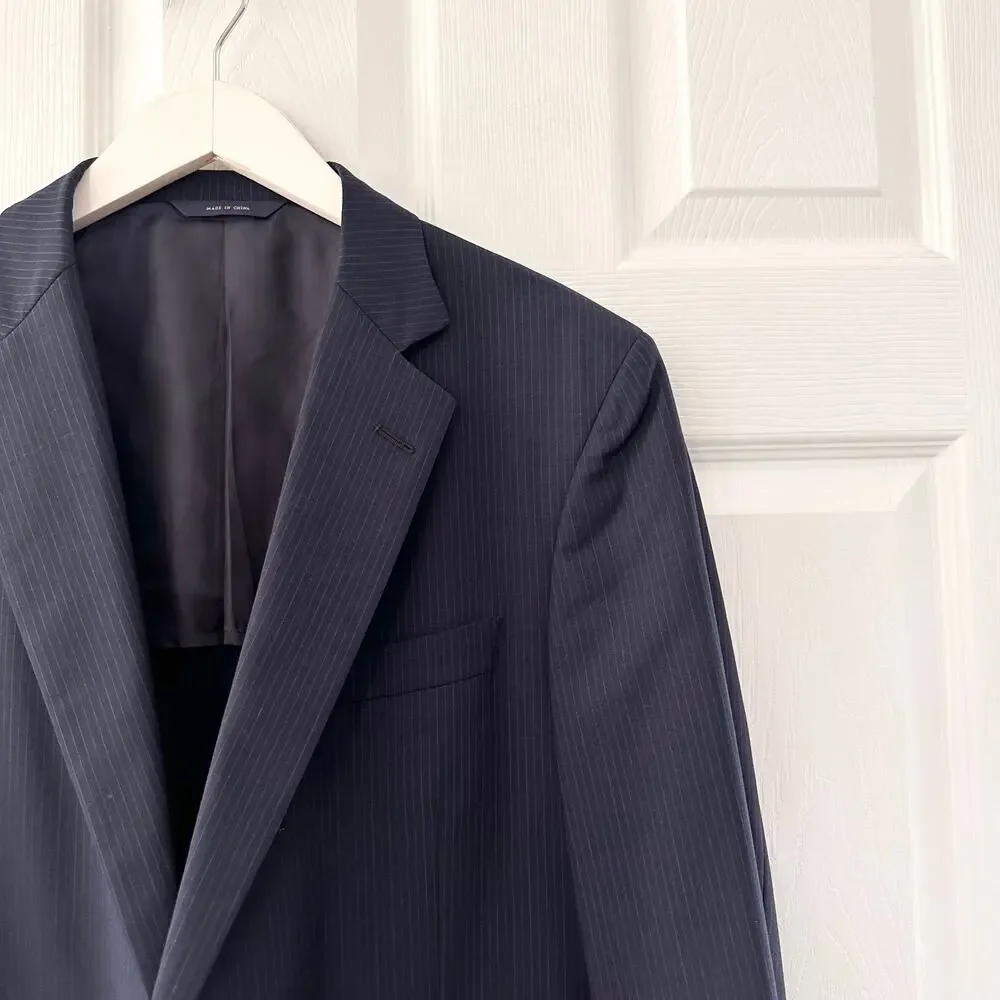 Brooks Brothers Brookscool Navy Blue Pinstripe Fitzgerald Full Canvas Blazer 42R